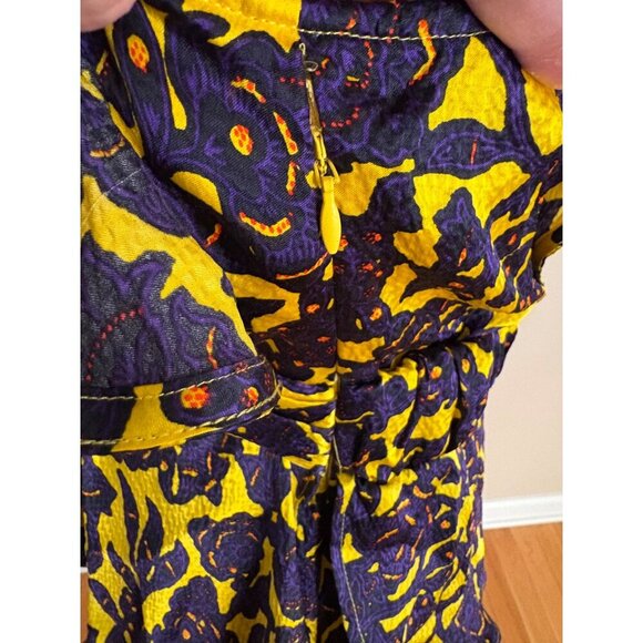 A.L.C. Viera Twist Front Mini Dress in Silk Size 6 Purple and Yellow Florals - Picture 11 of 15